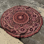 Yarning Circle Cotton Throw — close-up of design