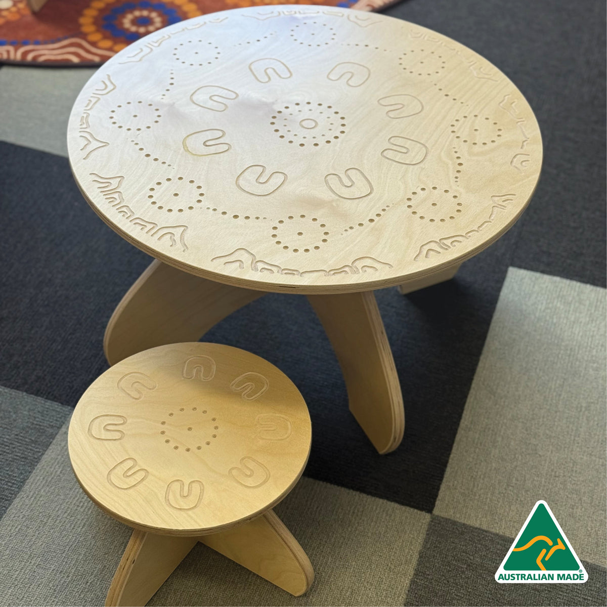 Yarning Circle Table and Stools — children using product