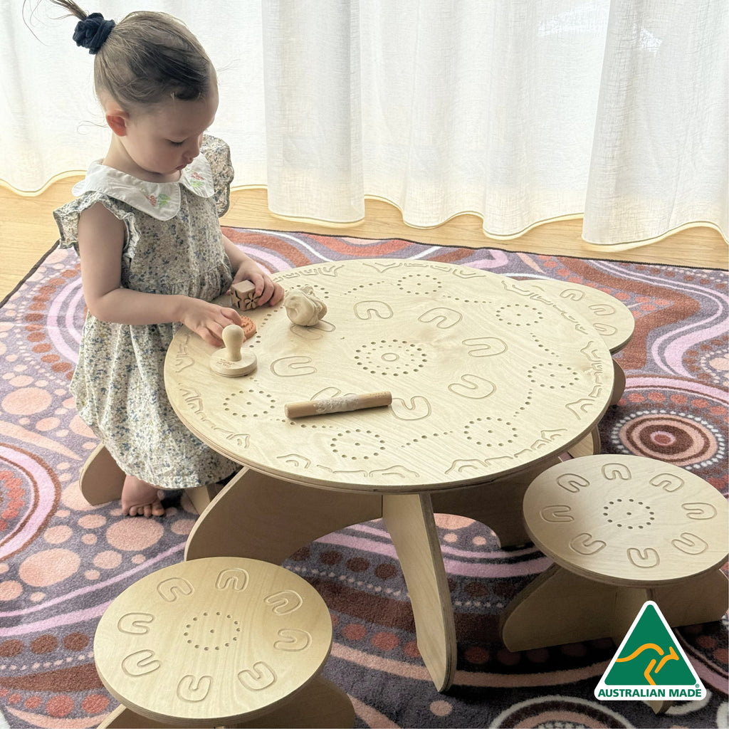 Yarning Circle Table and Stools — authentic Aboriginal & Torres Strait Islander classroom resource