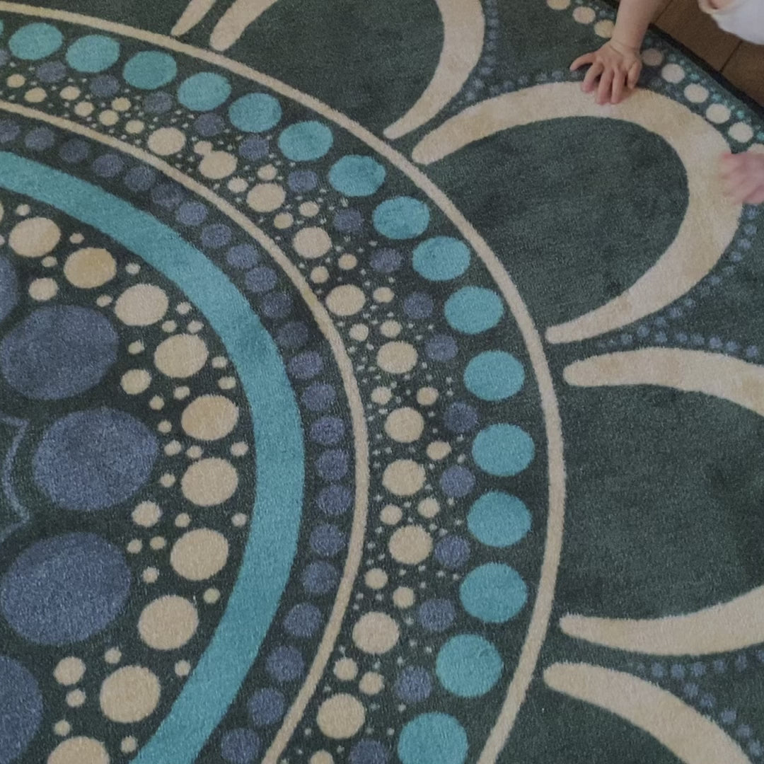 Aboriginal Art Yarning Oval Rug